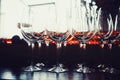 Many empty wine glasses Royalty Free Stock Photo