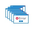 Many error messages. Computer interface. Alert message. Vector illustration. stock image.