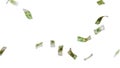Many EURO 100 dollars bill falling from the sky, transparent background Royalty Free Stock Photo