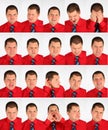 Many faces grimace businessman