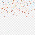 Many Falling Colorful Confetti And Ribbon . Vector