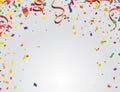Many Falling colorful tiny confetti and ribbon on transparent Background. Party. Multicolor. VectorParty banner Royalty Free Stock Photo
