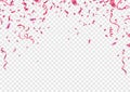 Many Falling Pink Tiny Confetti Isolated On White Background. Vector Royalty Free Stock Photo
