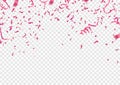 Many Falling Pink Tiny Confetti Isolated On White Background. Vector Royalty Free Stock Photo