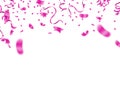 Many Falling Pink Tiny Confetti Isolated On White Background. Vector Royalty Free Stock Photo