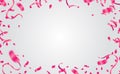 Many Falling Pink Tiny Confetti Isolated On White Background. Vector Royalty Free Stock Photo