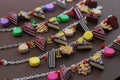Many Fashion Bracelets with Miniature Cakes and Desserts, Biscuits and Macaroons. Polymer Clay Jewellry.