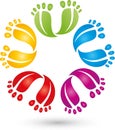 Many feet in color, feet and foot care logo