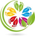 Many feet in color, foot care and massage logo