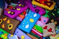 Many felt handmade pencil cases for children`s school Royalty Free Stock Photo