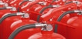 Many fire extinguishers. Concept of protection and security Royalty Free Stock Photo