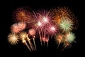 Many fireworks Celebrate the new year Royalty Free Stock Photo