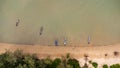 Many fishing boats near the seashore in tropical islands. Pier of the villagers on the southern island of Thailand. top view from Royalty Free Stock Photo