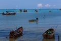 Many fishing boats park in the sea in Samui Island, Suratthani, Thailand