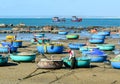 Many fishing boats at pier in Vinh Hy, Vietnam Royalty Free Stock Photo