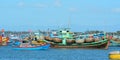 Many fishing boats at pier in Vinh Hy, Vietnam Royalty Free Stock Photo