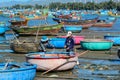 Many fishing boats at pier in Vinh Hy, Vietnam Royalty Free Stock Photo