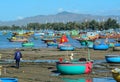 Many fishing boats at pier in Vinh Hy, Vietnam Royalty Free Stock Photo