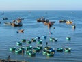 Many fishing boats on the sea in Mui Ne, Vietnam