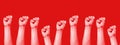 many fists on red background Royalty Free Stock Photo
