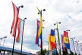 Many flags of Bulgaria, Austria, Ukraine, Moldova, Romania and other European countries
