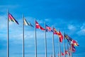 Many flags of different countries against the sky Royalty Free Stock Photo