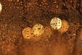 Abstract drops of rain on glass orange circles colors Royalty Free Stock Photo