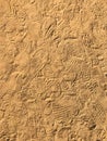 Many footprint on the sand beach texture background. Royalty Free Stock Photo