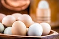 Many free-range eggs, large Brazilian eggs from chickens from minas gerais, in old rustic cuisine