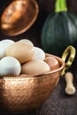 Many free-range eggs, large Brazilian eggs from chickens from minas gerais, in old rustic cuisine