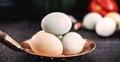 Many free-range eggs in a rustic kitchen, Brazilian eggs and food