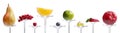 Many fresh fruit presented on glass stem Royalty Free Stock Photo