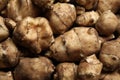 Many fresh Jerusalem artichokes as background, top view Royalty Free Stock Photo