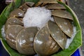 Many fresh pimps are sold in the seafood market. Thai food. Spicy Horseshoe Crab Egg Salad, Pimp egg salad. Thai sea food. Pimp of Royalty Free Stock Photo
