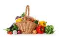 Many fresh ripe vegetables with basket Royalty Free Stock Photo