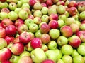 Many fruits green, red apples at supermarket Royalty Free Stock Photo