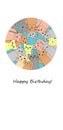 Many funny cats. Happy birthday card. Vector