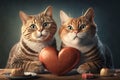 Many funny cats pets celebrating valentines day. Generative AI