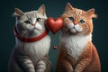 Many funny cats pets celebrating valentines day. Generative AI