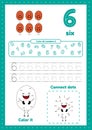 Many games on one page for preschool kids. Learning number 6 Royalty Free Stock Photo