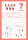 Many games on one page for preschool kids. Learning number 7