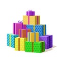 Many gift box, Mountain of Gifts. Vector illustration