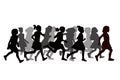 Girls running body silhouette vector