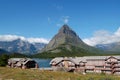 Many Glacier Lodge at Swiftcurrent Lake Royalty Free Stock Photo