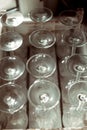 Many glass goblets, dishes close-up Royalty Free Stock Photo