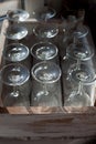 Many glass goblets, dishes close-up Royalty Free Stock Photo