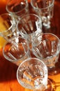 Many glass goblets, dishes close-up Royalty Free Stock Photo