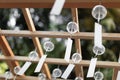 Many glass wind chimes