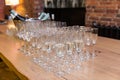 Many glasses of champagne stand