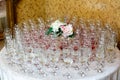 Many glasses of champagne and wine Royalty Free Stock Photo